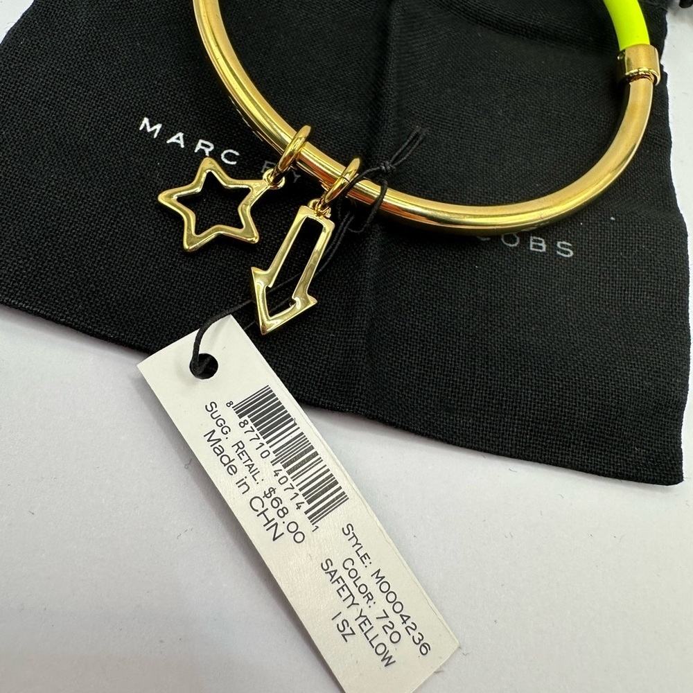 Marc Jacobs Rare Gold Neon Bangle Bracelet w/ Charms + Dust Bag $68 Retail - Picture 5 of 7